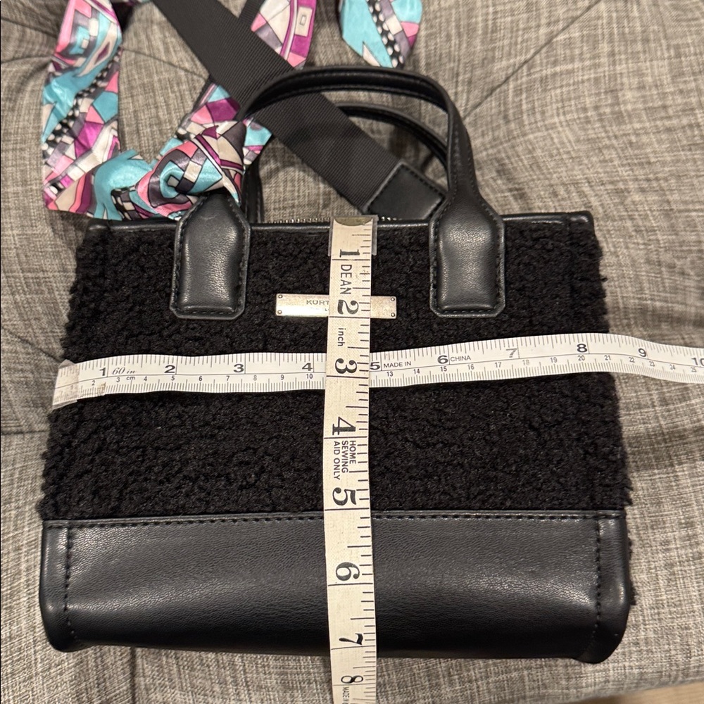 Kurt Geiger Bag Faux Shearling Surrey Black Mini Tote Crossbody - Picture 17 of 17